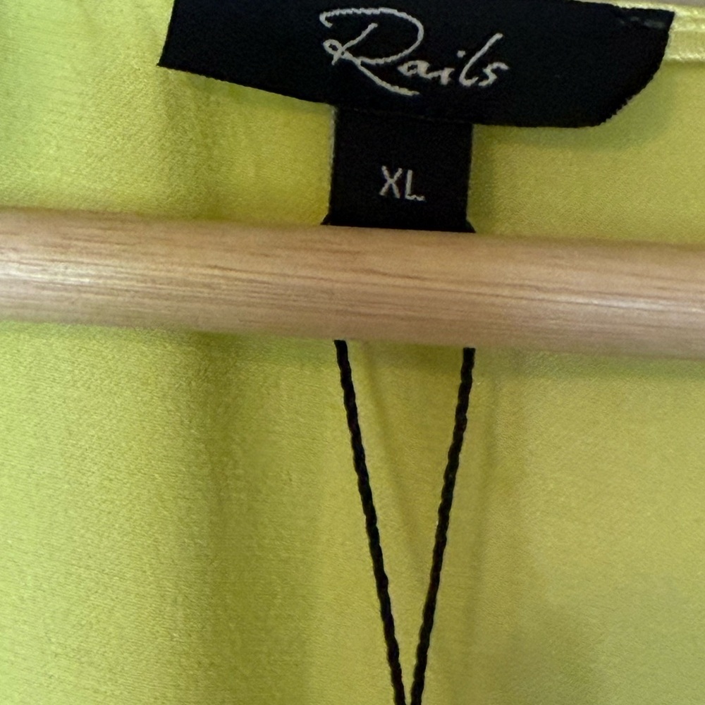 Rails Cindi Chartreuse Satin Midi Slip Dress Cutout Tie Front XL Minimalist - Picture 7 of 11